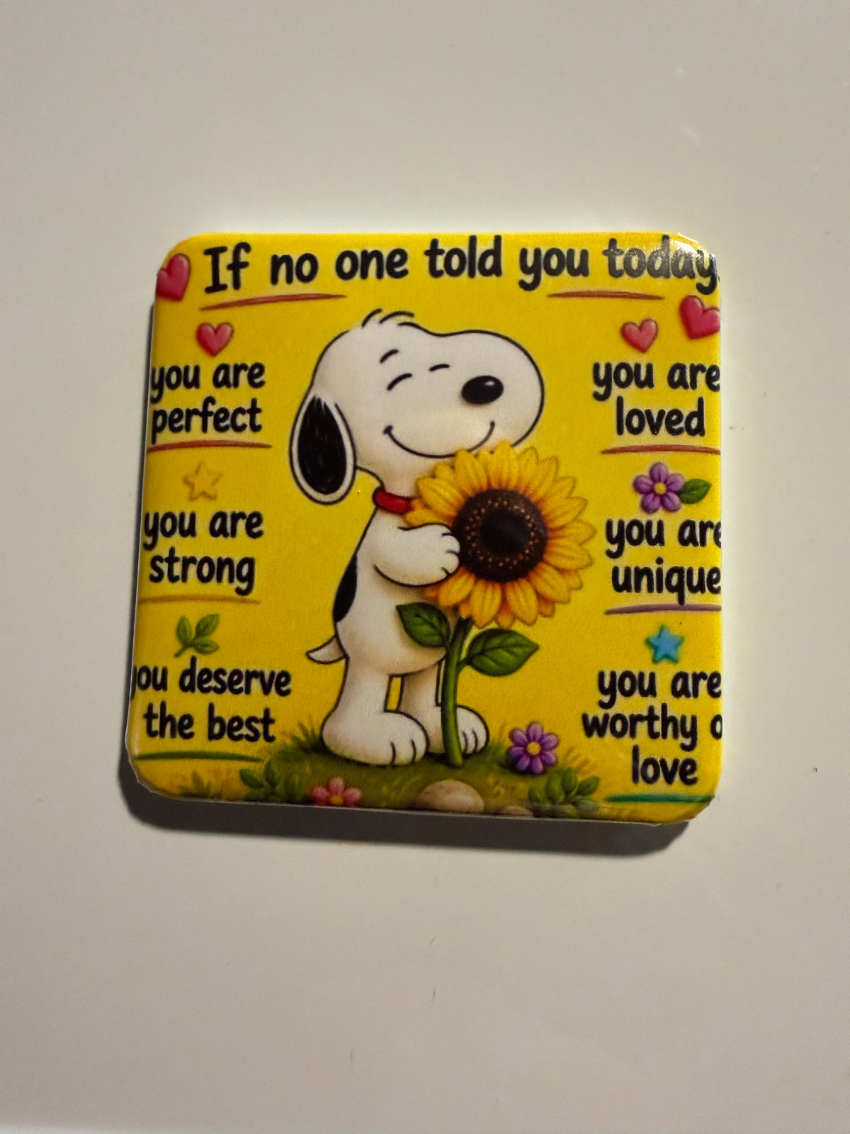 You Are Loved Snoopy Sunflower Magnet